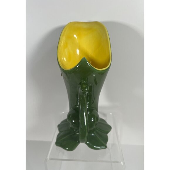 Red Wing Pottery Green & Yellow Cornucopia Vase Vintage 1940s - Picture 4 of 10